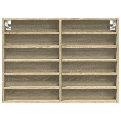 Vitrineskab 80x8,5x58 cm konstrueret træ sonoma-eg