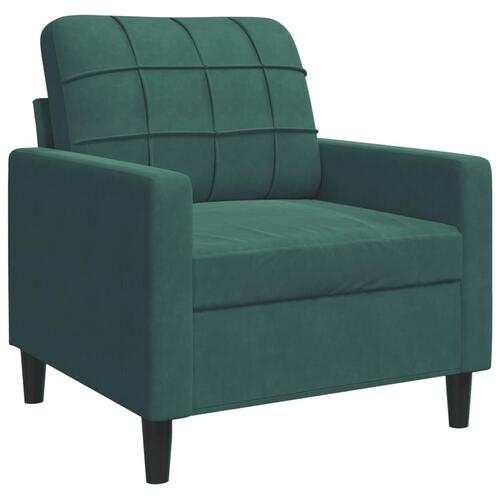 3 personers sofa med hynder velour mørkegrøn