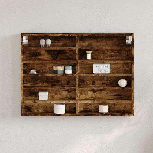 Vitrineskab 80x8,5x58 cm konstrueret træ røget egetræsfarve