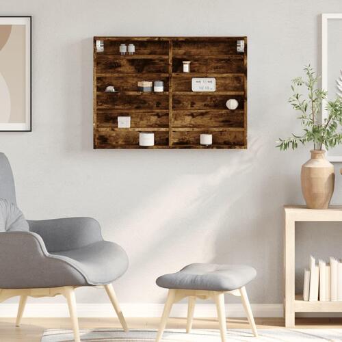 Vitrineskab 80x8,5x58 cm konstrueret træ røget egetræsfarve