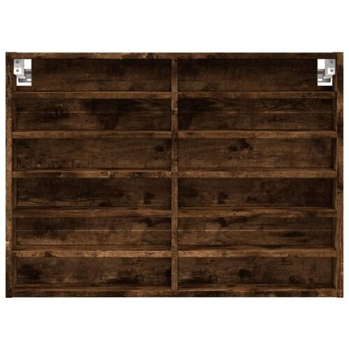 Vitrineskab 80x8,5x58 cm konstrueret træ røget egetræsfarve