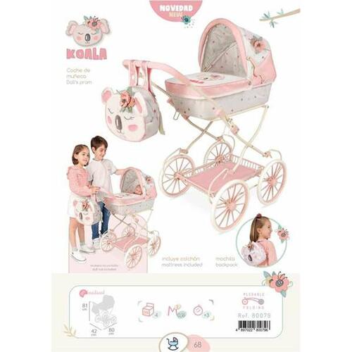 Decuevas koala barnevogn til dukker - 42 × 80 × 81 cm