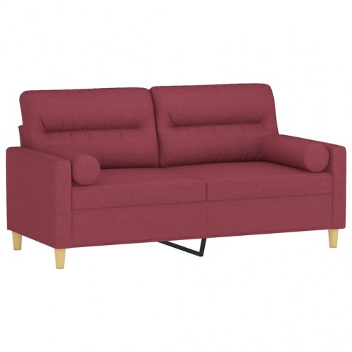 2-personers sofa med pyntepuder 140 cm - vinrød