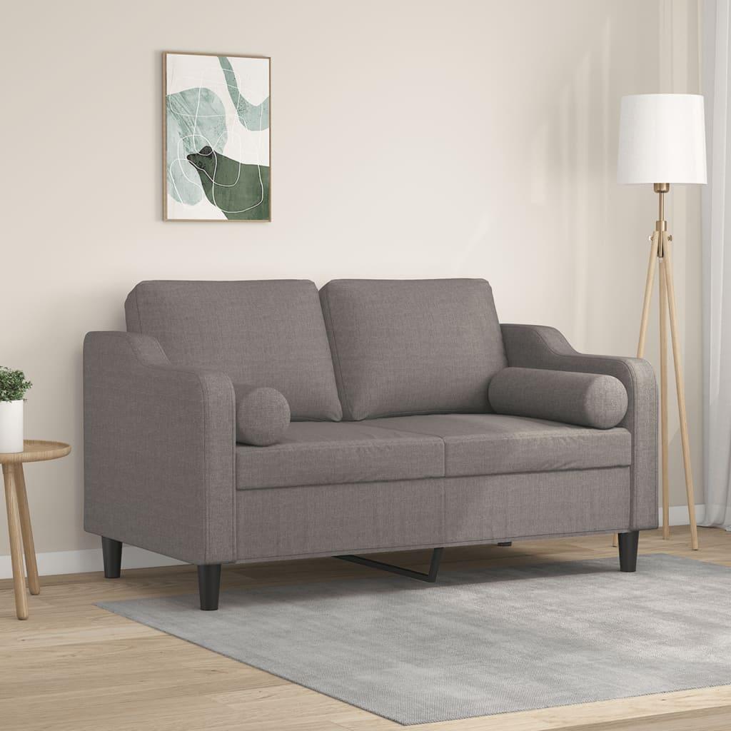 2-Personers Sofa Med Pyntepuder Stof - 120 cm / Gråbrun