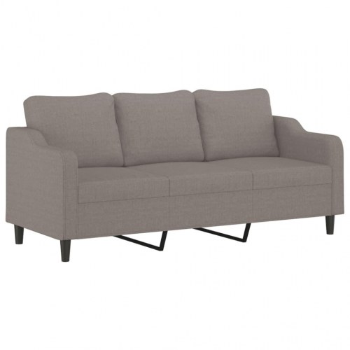3-personers sofa med pyntepuder - stof, gråbrun, 198 cm