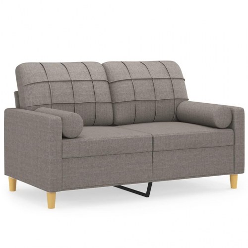 2-personers sofa med pyntepuder - 120 cm sædebredde, stof gråbrun