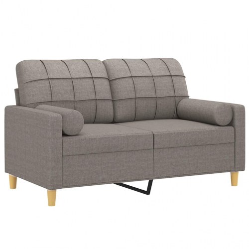 2-personers sofa med pyntepuder - 120 cm sædebredde, stof gråbrun
