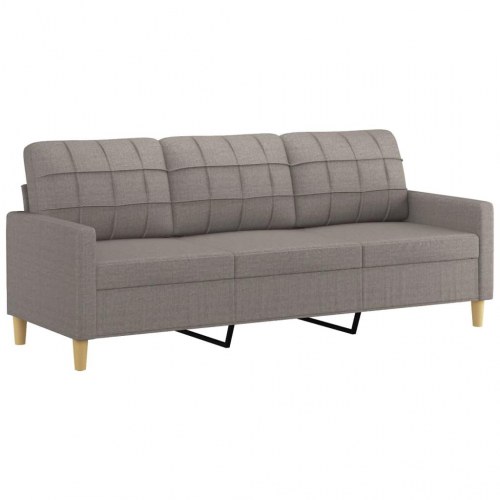 3-personers sofa med pyntepuder - stof, gråbrun, 198 cm