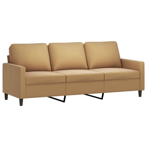 3-personers sofa med fodskammel 180 cm - velour, brun
