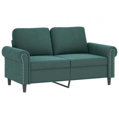 2-personers sofa med pyntepuder - velour, mørkegrøn, sædebredde 120 cm