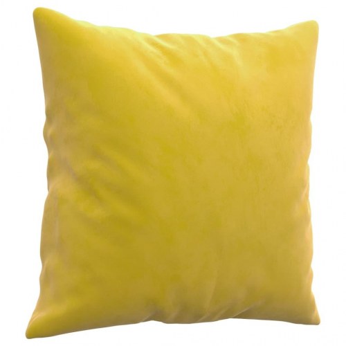 Sofasæt i velour - 2-pers. + 2-pers. med puder, gul