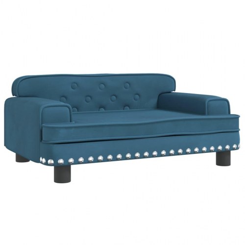 Hundeseng i velour - 70 × 45 × 30 cm, blå