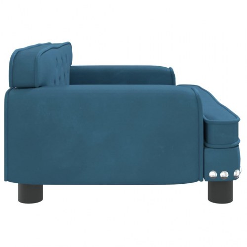 Hundeseng i velour - 70 × 45 × 30 cm, blå