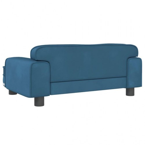 Hundeseng i velour - 70 × 45 × 30 cm, blå