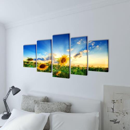 Kanvasbilledsæt solsikke 200 x 100 cm