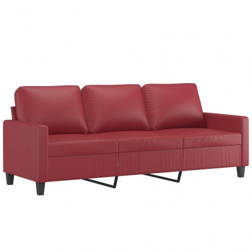 3-personers sofa i kunstlæder - 180 cm, vinrød