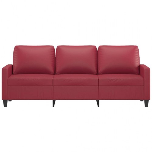 3-personers sofa i kunstlæder - 180 cm, vinrød