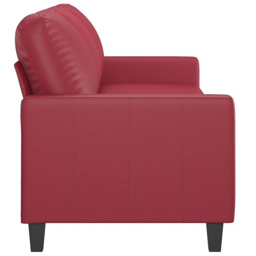 3-personers sofa i kunstlæder - 180 cm, vinrød