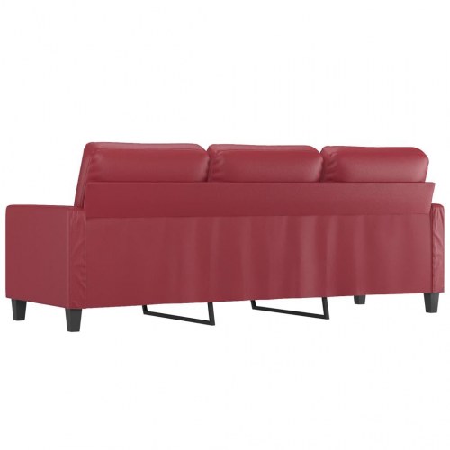 3-personers sofa i kunstlæder - 180 cm, vinrød