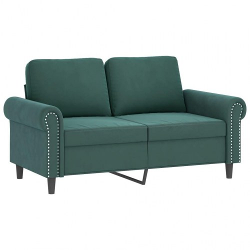 Sofasæt i velour - 3 dele med puder, mørkegrøn