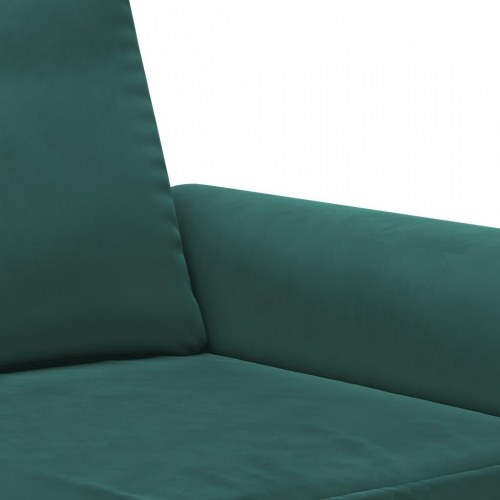 Sofasæt i velour - 3 dele med puder, mørkegrøn