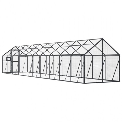 Voliere 1,79 × 10 × 1,85 m - aluminium, antracitgrå