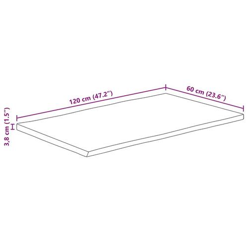 Bordplade 120x60x3,8 cm naturlig kant massivt ru mangotræ