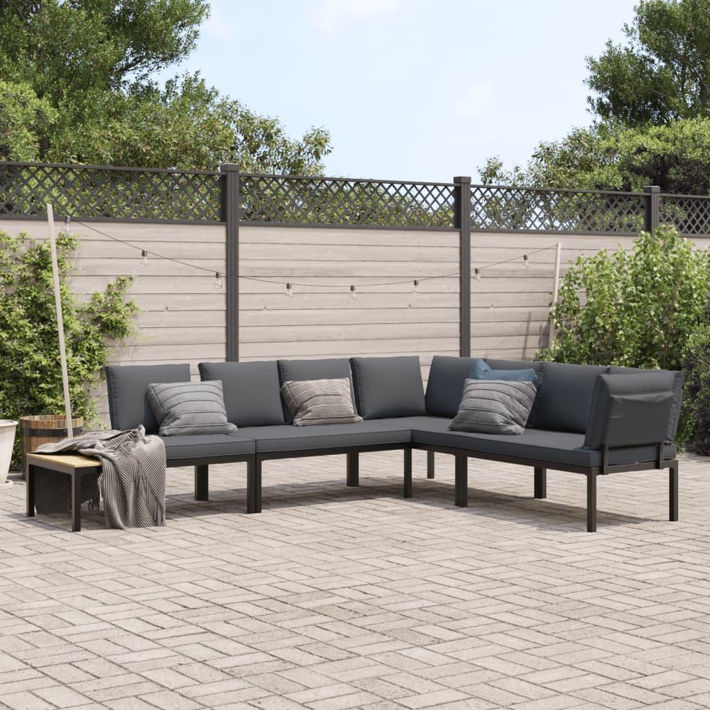 Sofasæt Til Haven 5 Dele Med Hynder Aluminium Sort - Uden bord