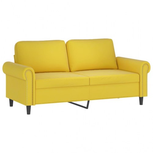 2-personers sofa i velour med pyntepuder - gul, sædebredde 140 cm