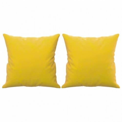 2-personers sofa i velour med pyntepuder - gul, sædebredde 140 cm