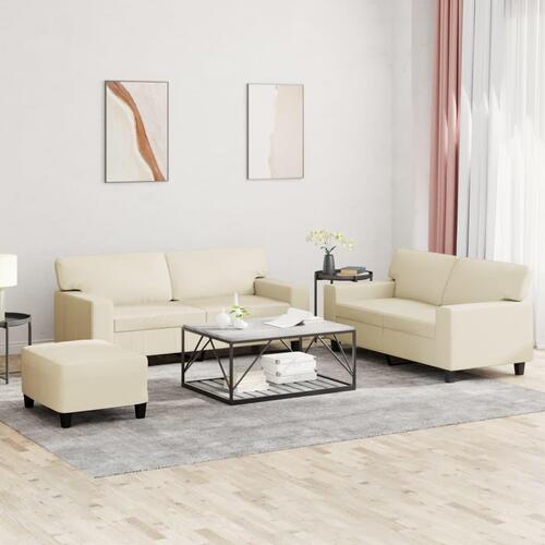 3 personers sofa kunstlæder cremefarvet