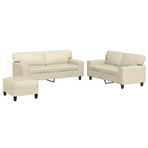 3 personers sofa kunstlæder cremefarvet