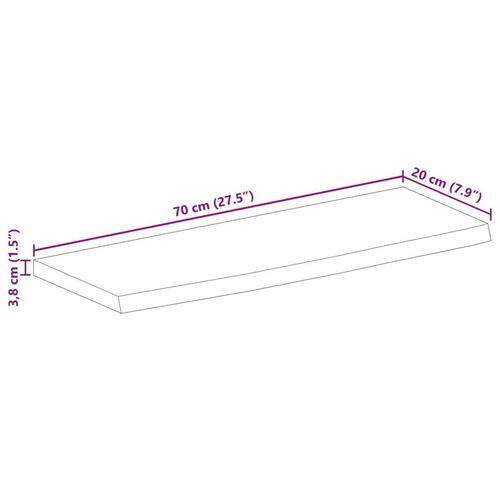 Bordplade 70x20x3,8 cm naturlig kant massivt mangotræ