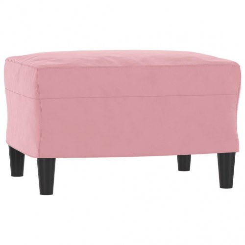 3-personers sofa med fodskammel - 180 cm velour, lyserød