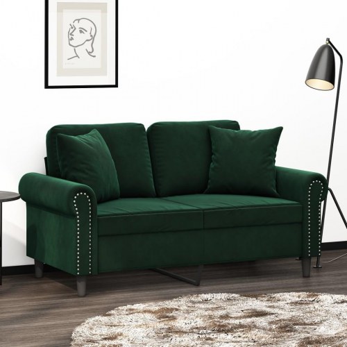 Pyntepuder 2 stk. 40×40 cm i velour - mørkegrøn