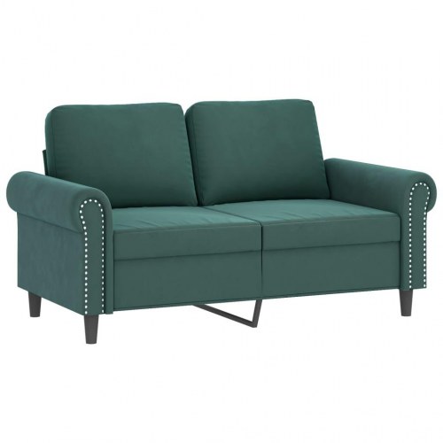 Sofasæt i velour med puder - 2 dele, mørkegrøn