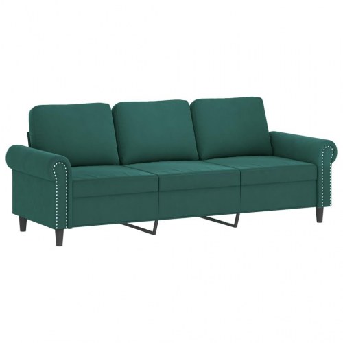 Sofasæt i velour med puder - 2- og 3-personers, mørkegrøn