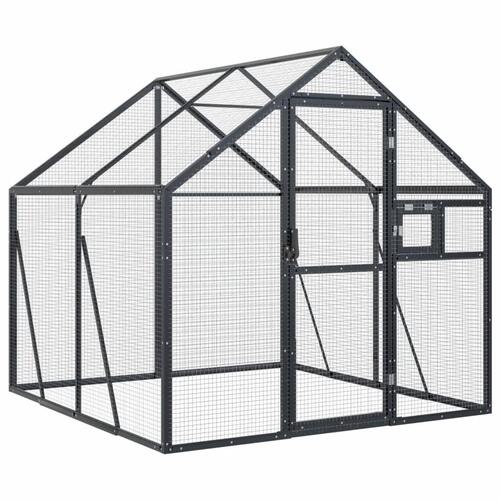 Voliere 1,79x2x1,85 m aluminium sølvfarvet