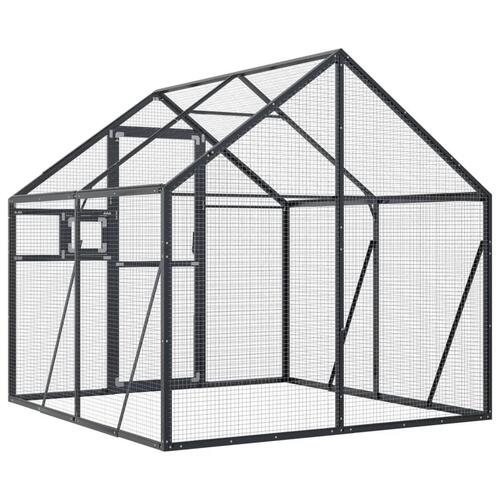 Voliere 1,79x2x1,85 m aluminium sølvfarvet