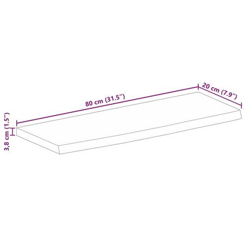 Bordplade 80x20x3,8 cm naturlig kant massivt mangotræ