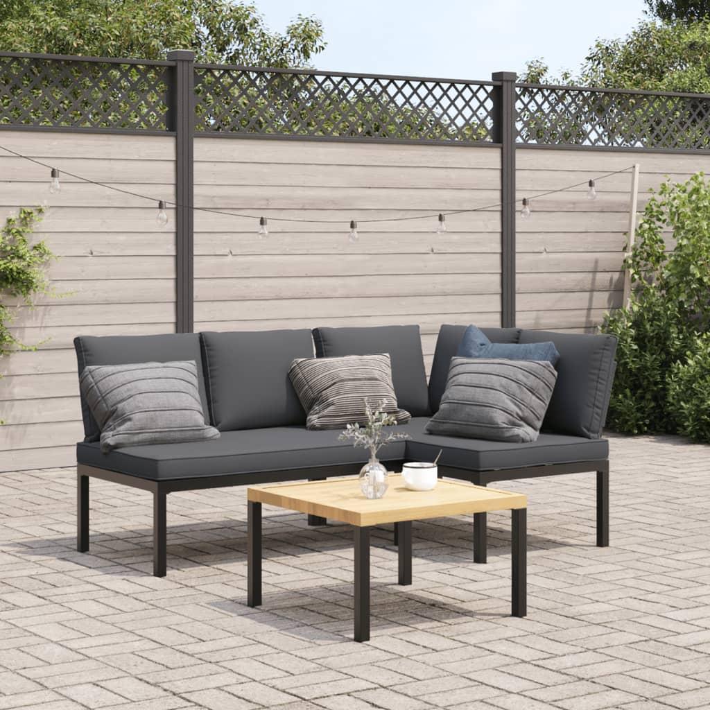Sofasæt Til Haven 2 Dele Med Hynder Aluminium Sort - Med bord