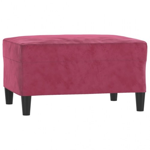Sofasæt i velour - 3 dele med puder og fodskammel, vinrød