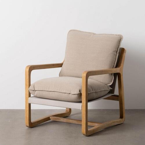 Lænestol Beige Natur Gummitræ Svamp Asketræ Foam 65 x 69 x 83 cm