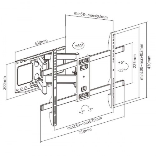 GEMBIRD WM-80ST-02 vægkonsol til TV, 37-80", sort