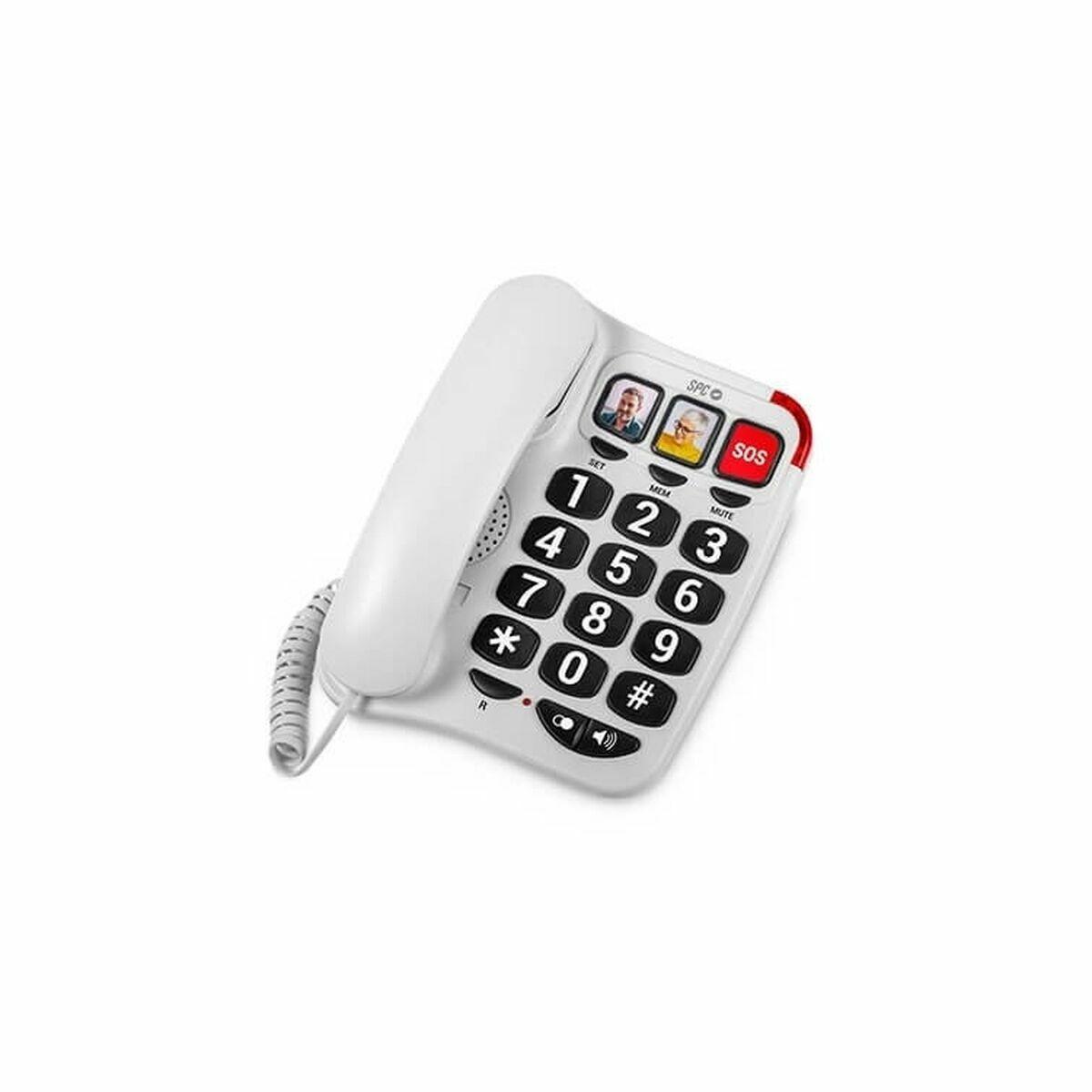 Fastnettelefon SPC 3295B - hvid fastnettelefon med stort tastatur