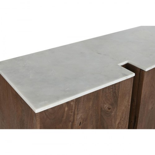 Skænk - hvid/brun marmor og mangotræ, 162,5 × 47 × 76 cm