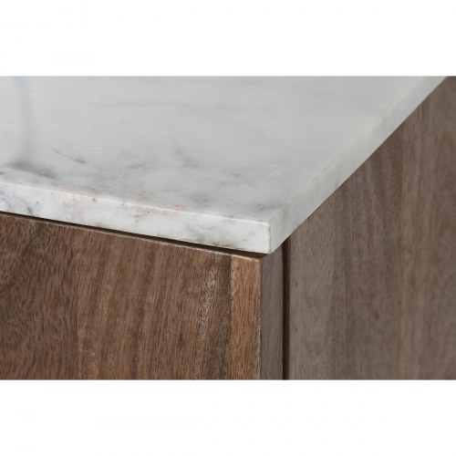 Skænk - hvid/brun marmor og mangotræ, 162,5 × 47 × 76 cm
