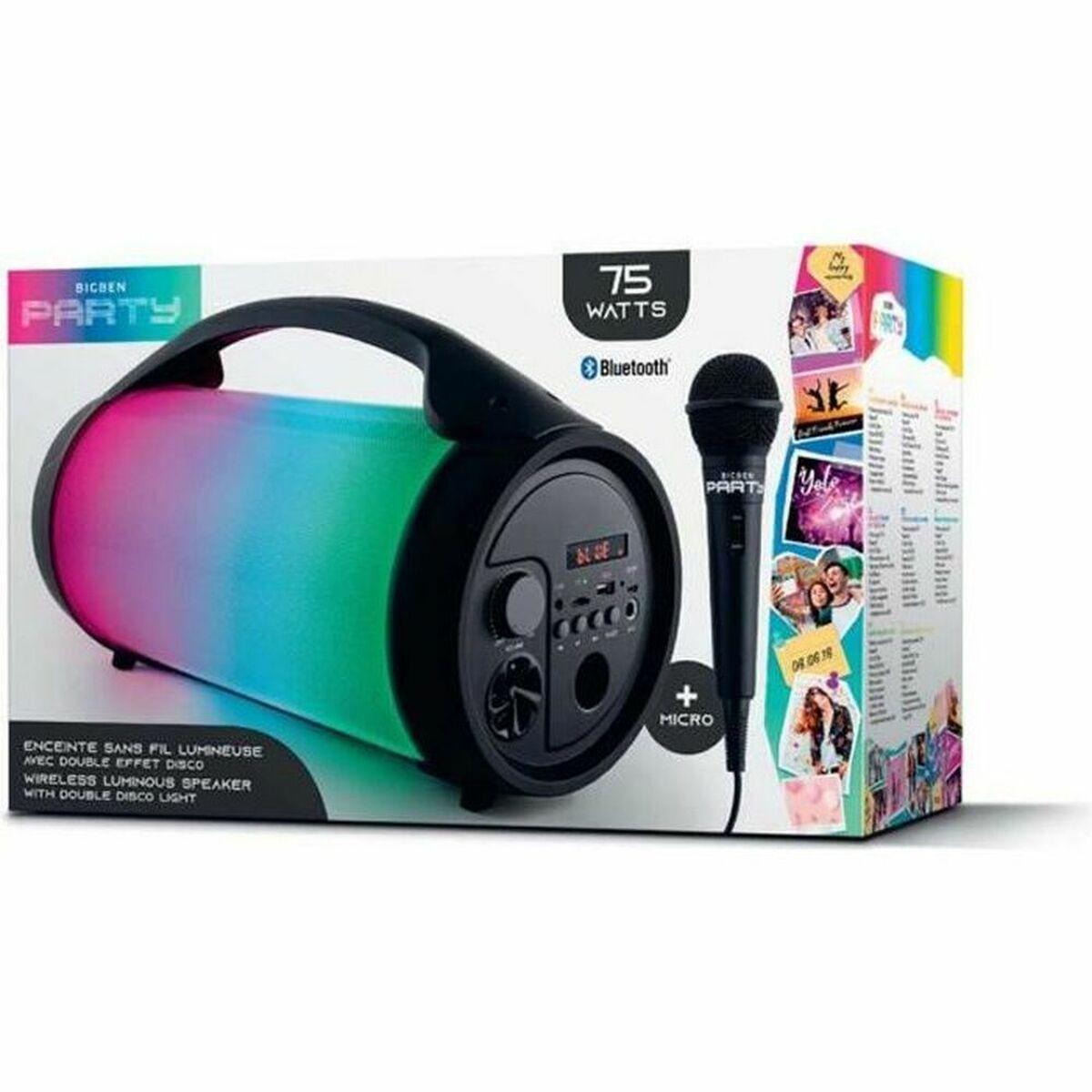 Bluetooth højttaler med karaokemikrofon Bigben PARTYBTPRO 75 W Sort