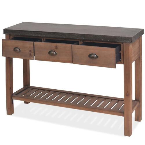 Konsolbord massiv fyrretræ 122 x 35 x 80 cm