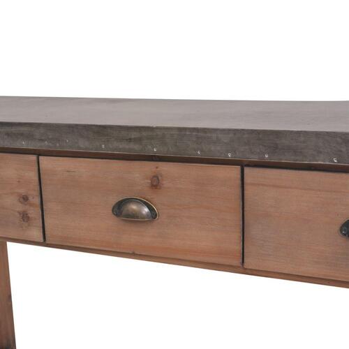 Konsolbord massiv fyrretræ 122 x 35 x 80 cm